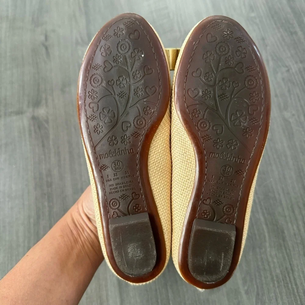 Malekinha Girls Golden bow ballerina flats shoes size 1
